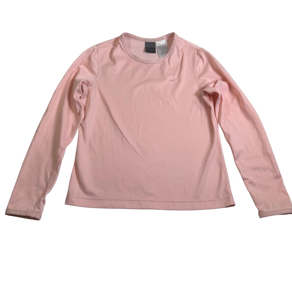 Nike Dri-FIT Long Sleeve Top Womens XS Pink Excellent Crew Neck Mesh Athletic